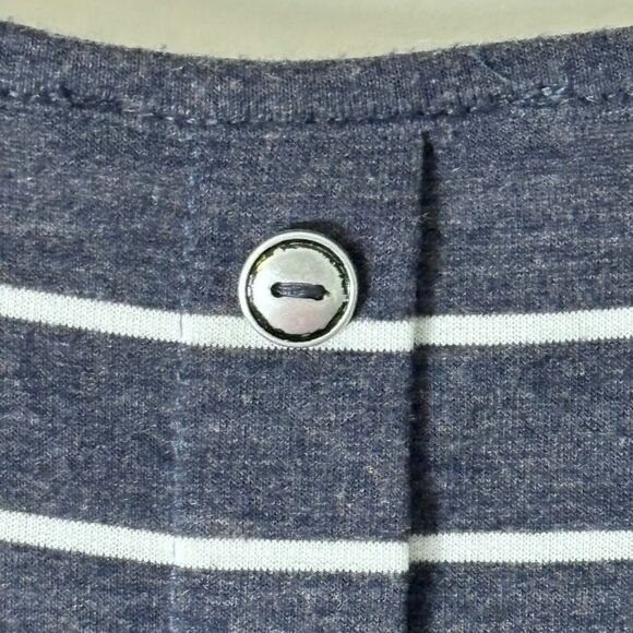 Pink Clover XL back button detail dark blue & white stripe hi lo tee - Picture 6 of 9